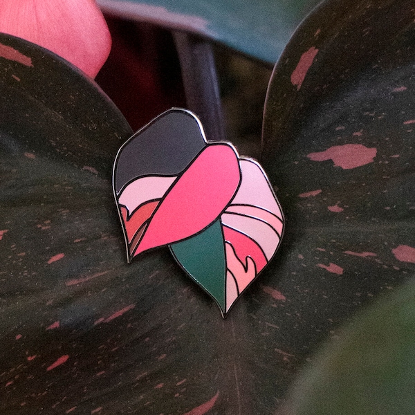 Philodendron Pink Princess Hard Enamel Pin CubeHouseJungle Plant Collector Houseplant Brooch