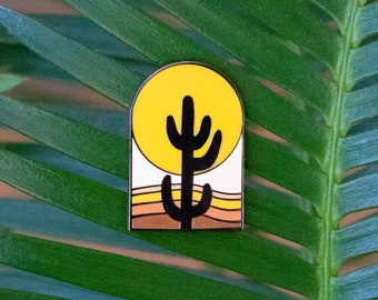 Saguaro Cactus Sunset Hard Enamel Pin CubeHouseJungle Plant Southwestern Houseplant Brooch