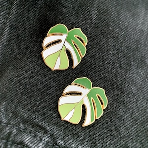 Monstera Albo Variegata Hard Enamel Pin CubeHouseJungle Gold Variegated Plant Collector Houseplant Button