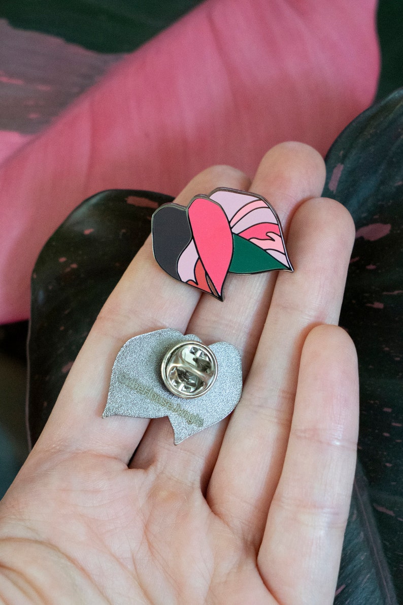 Philodendron Pink Princess Hard Enamel Pin CubeHouseJungle Plant Collector Houseplant Brooch