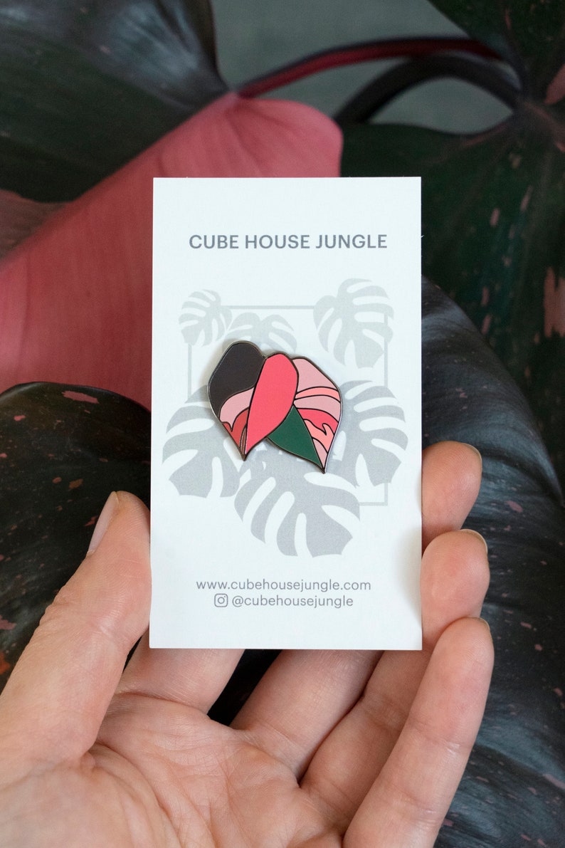 Philodendron Pink Princess Hard Enamel Pin CubeHouseJungle Plant Collector Houseplant Brooch