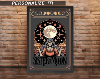 Sister of the Moon – Mystical Witch - Poster | Multiple Sizes | Optional Adhesive Backing | Unframed | Personalization Available