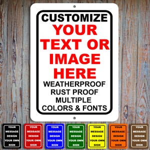 Custom Metal Sign – Black, White, or Multicolor – Personalized Text or Image – Durable Aluminum for Business, Property, Parking, and More