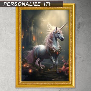 Enchanted Unicorn – Mystical Fantasy Wall Art Poster | Multiple Sizes | Optional Adhesive Backing | Unframed | Personalization Available