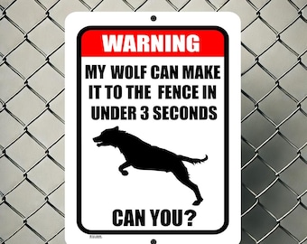 Warning Wolf Hybrid Sign: Funny No Trespassing Metal Sign