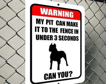 Funny Pit Bull Warning Sign: No Trespassing Guard Dog - Aluminum Metal