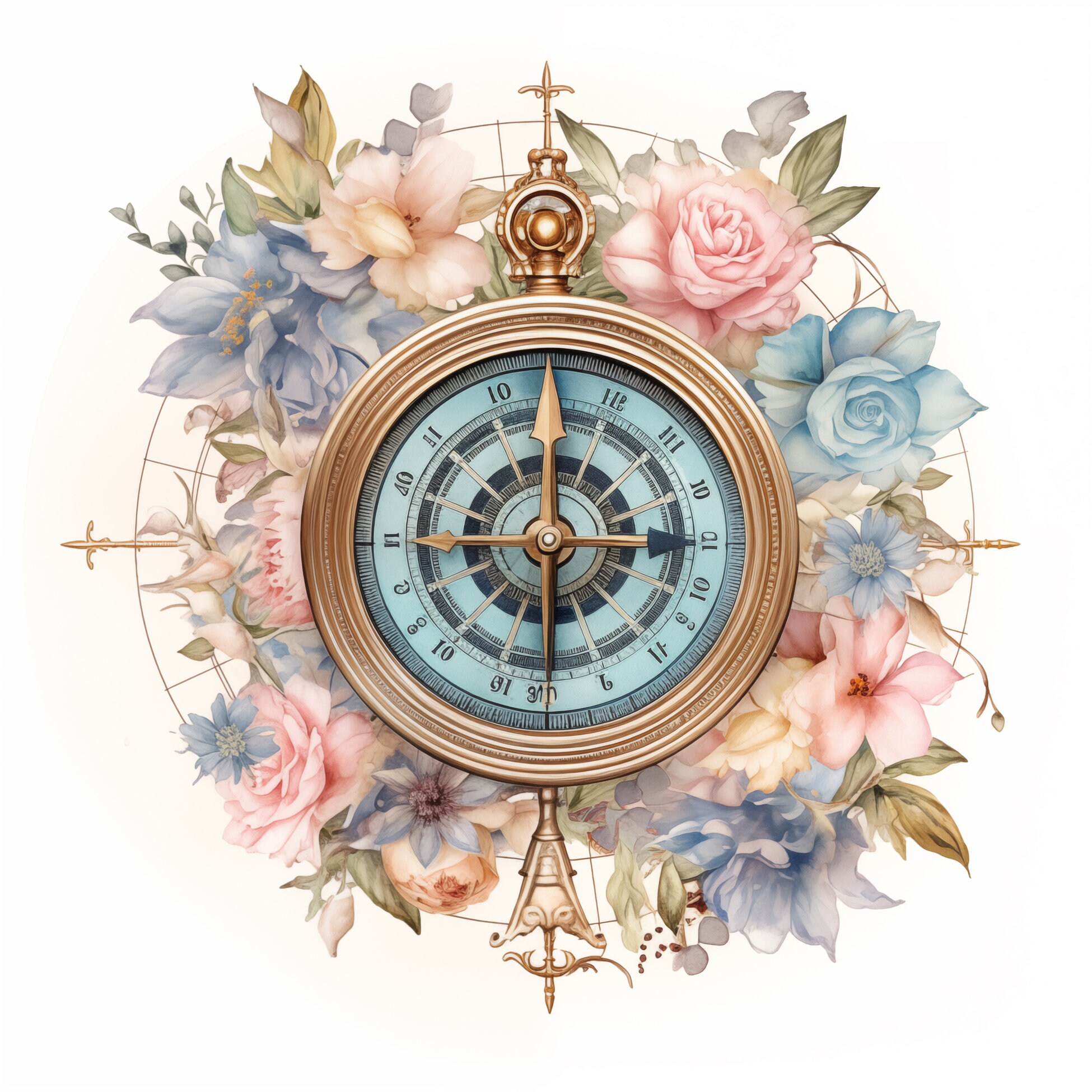 Vintage Compass Clipart Bundle, 10 High Quality Printable Jpgs ...