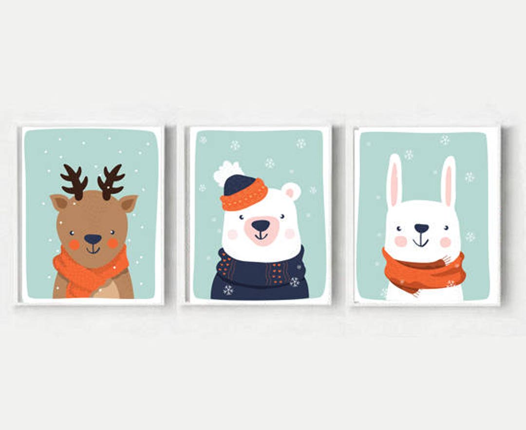 Set of 3 Cute Animals Printable Art Printable Animals - Etsy