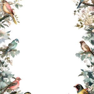 Pretty Birds Border Writing Paper Design - Lot of 5 - Etsy