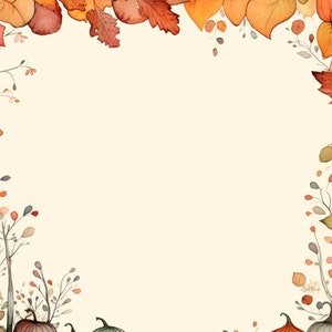 Carta stampabile autunnale stravagante con bordo autunnale, lotto di 5