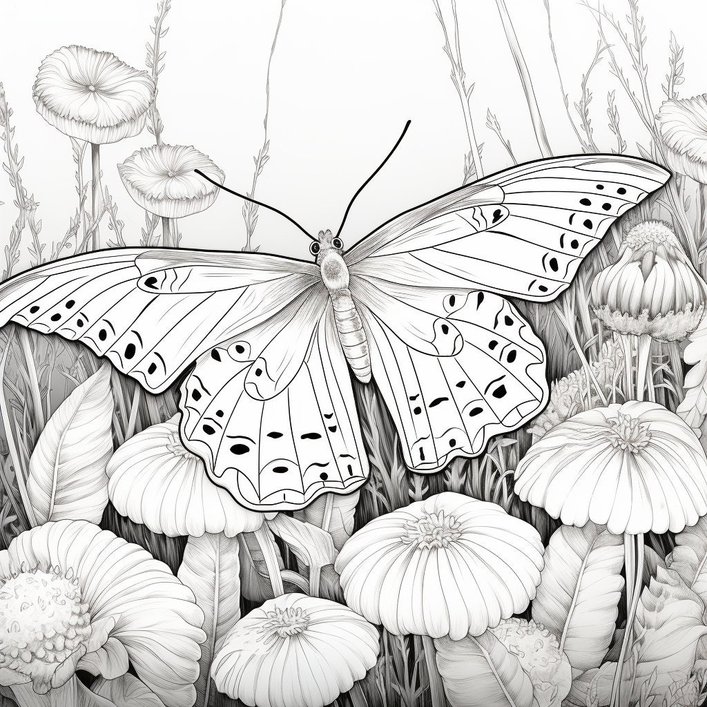 Whimsical Butterflies and Moth Picks for Adult Coloring. 5 Beautiful ...