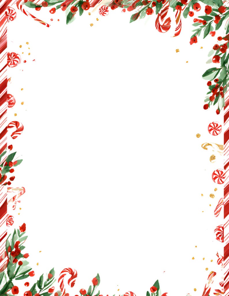 Peppermint Candy Border Printable Writing Paper Design - Lot of 5 - Etsy