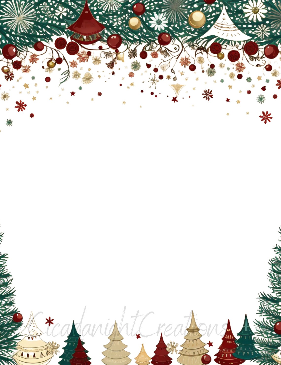 Whimsical Christmas Printable With Border Lot of 5 - Etsy
