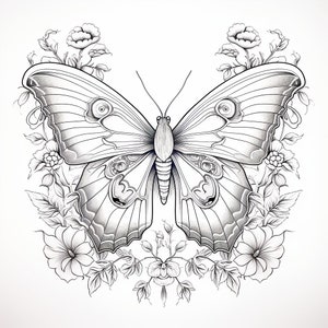 Whimsical butterflies and moth picks for adult coloring. 5 beautiful printable coloring pages curated from my own favorite collections.