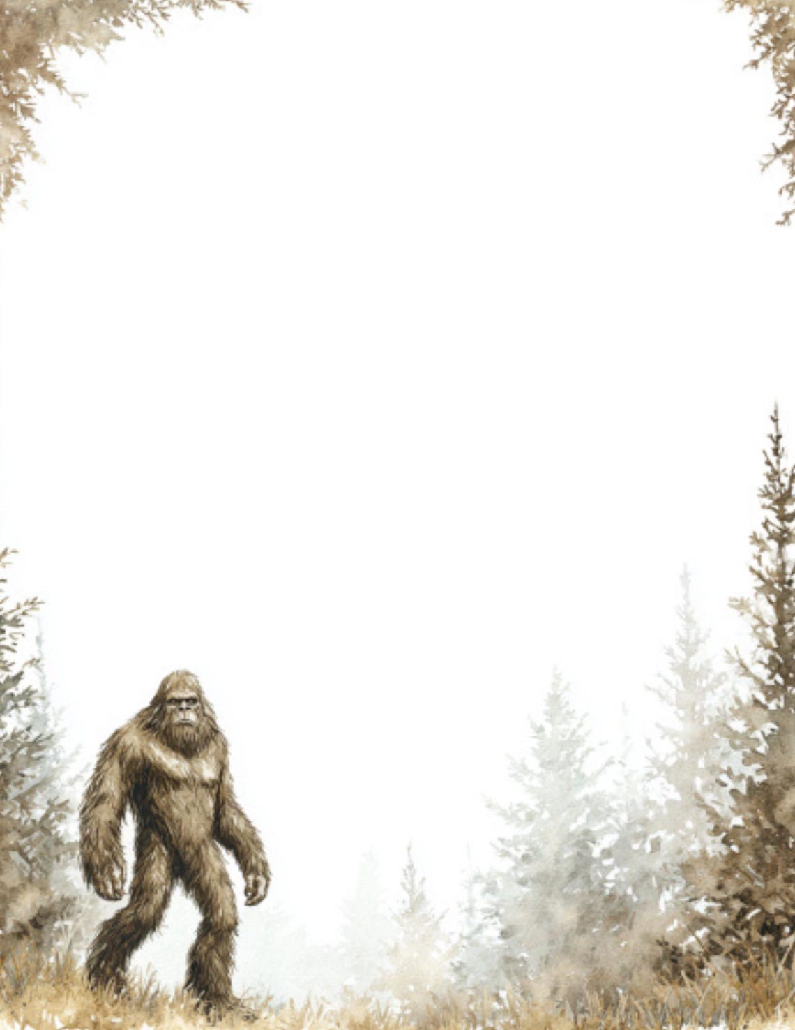 Bigfoot Border Printable Writing Paper Design - Lot of 5 - Etsy