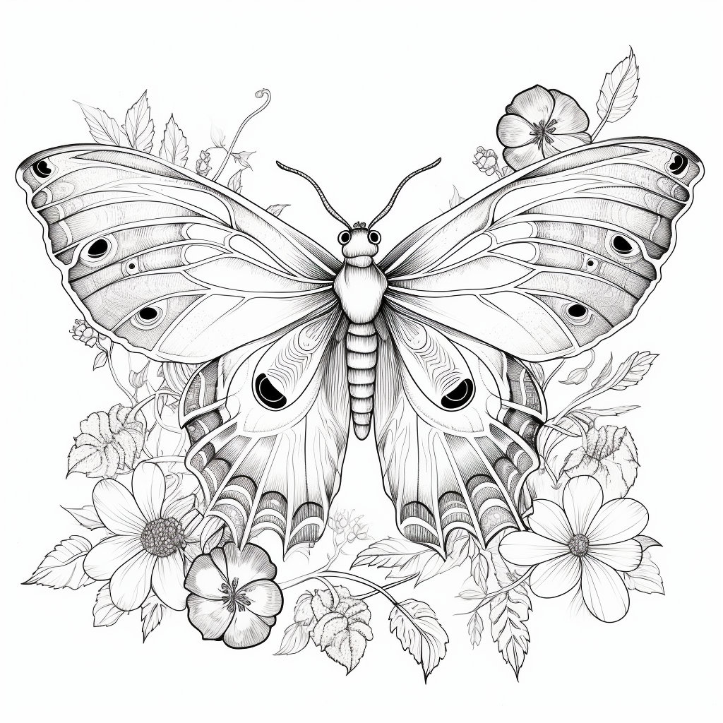 Whimsical Butterflies and Moth Picks for Adult Coloring. 5 Beautiful ...
