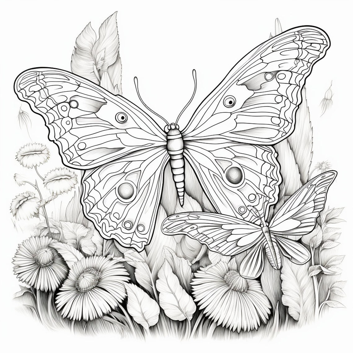 Whimsical Butterflies and Moth Picks for Adult Coloring. 5 Beautiful ...