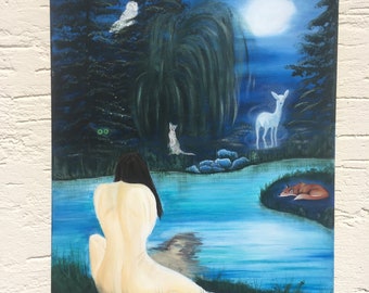 The Forbidden Forest - 70 x 50 cm - 27 x 20 " - original handmade canvas art, acrylic painting, wall decor, home decor, room decor, artwork