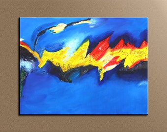 Yellow crack - XL abstract acrylic painting canvas art, painting, wall décor, home décor, room décor, painting on canvas, artwork