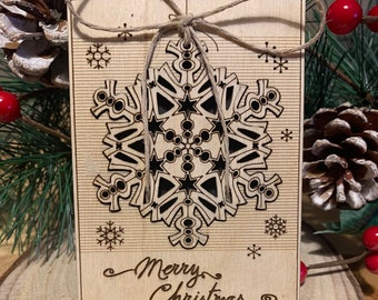 Christmas Wooden Ornaments Cards, Secret Santa Gift at Work, Christmas decorations, Stocking Filler, Gift for Teacher, Xmas gift