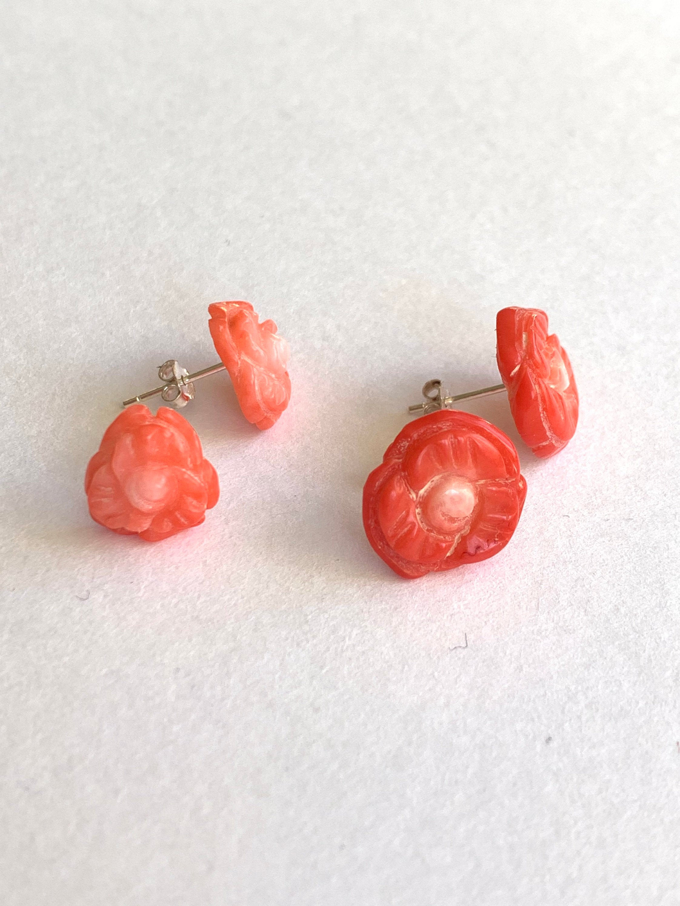 Coral Earrings Coral Jewellery Sterling Silver Post