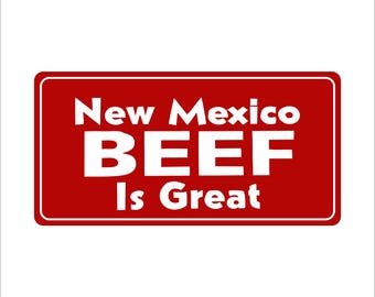 Réplica de matrícula personalizada de novedad para ATV, ciclomotor y minimoto con el lema "La carne de res de Nuevo México es excelente".
