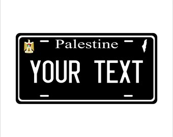 Placa de matrícula personalizada de novedad para ATV, ciclomotor y minimoto Palestina negra, réplica.