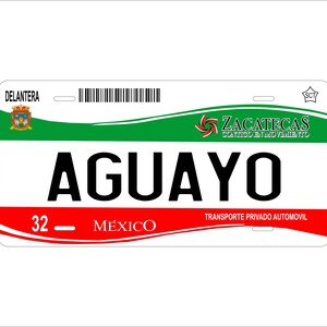 Plaque d'immatriculation personnalisée pour mini-vélo de vélomoteur de nouveauté Zacatecas 2011 au Mexique
