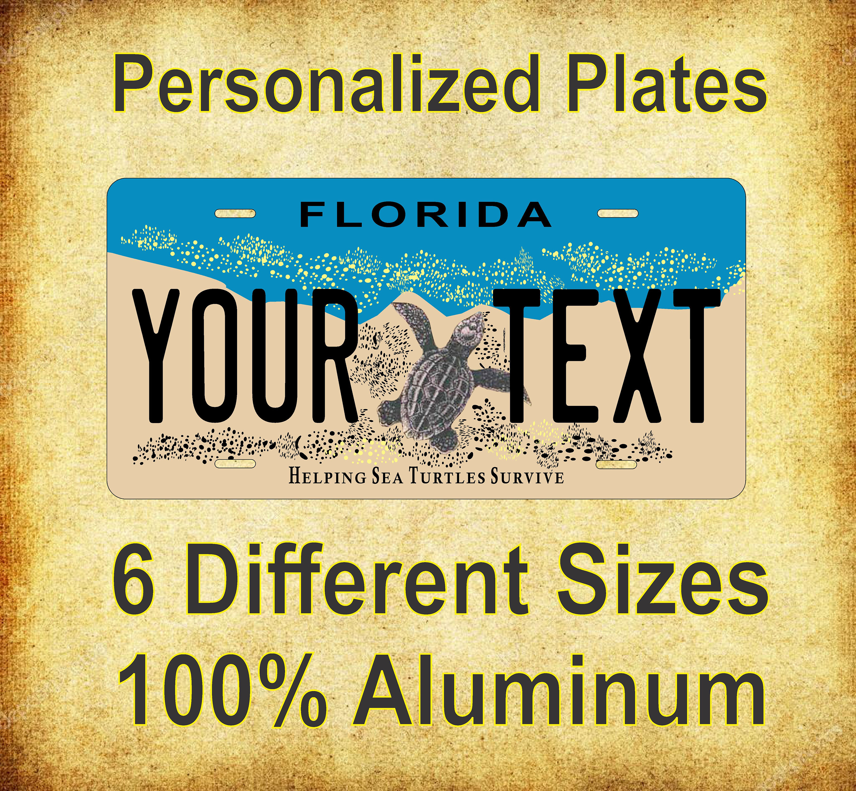 Florida Turtle  License Plate Personalized Car Bike Motorcycle Auto Moped 