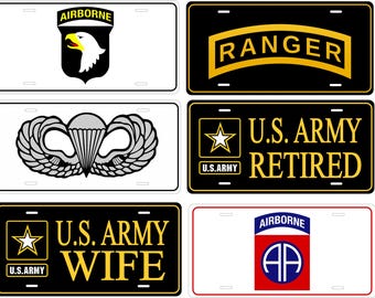 Army Military Designs US Canada Mexico Custom Novelty Auto ATV  Mini Bike License Plate