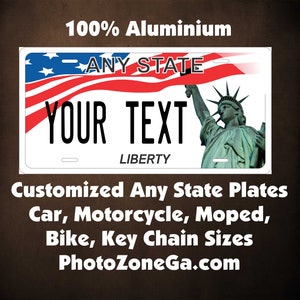 Jeder State Liberty USA Flagge kundenspezifische personalisierte Neuheit ATV Moped Mini Fahrrad Schlüsselanhänger Lizenzschild
