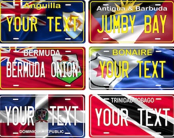 Caribbean Flags Design Custom Novelty Auto ATV  Mini Bike License Plate