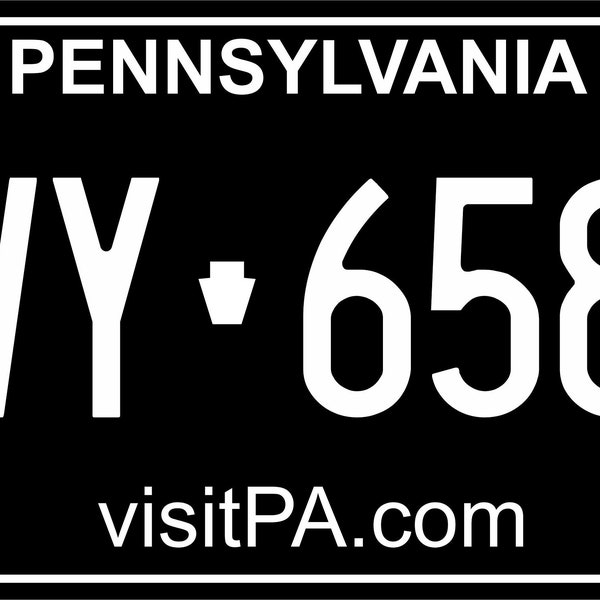 Custom Black Pennsylvania License Plate Etsy