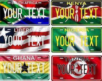 African Flags Design Custom Novelty Auto ATV  Mini Bike License Plate