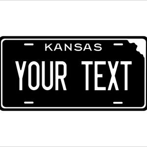 Kansas Black Custom Personalized Novelty ATV Auto Mini Bike License Plate