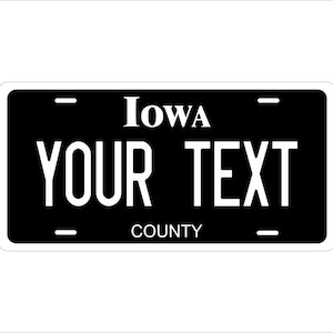 Iowa Black Custom Personalized Novelty ATV Moto Auto Mini Bike License Plate