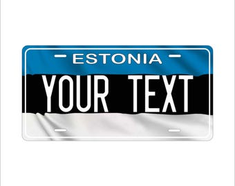 Placa de matrícula personalizada para motocicleta, ciclomotor, minimoto, ATV, novedad, con bandera de Estonia