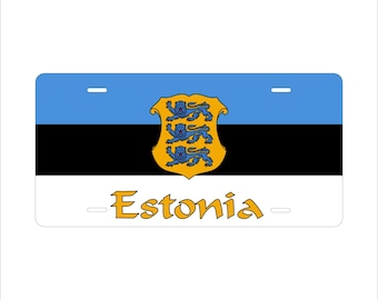 Placa de matrícula personalizada para motocicleta, ciclomotor, minimoto, ATV, bandera de Estonia, Europa