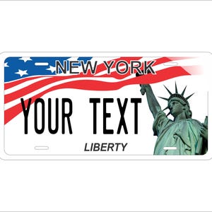 New York White Liberty Custom Personalized Novelty ATV Mini  Bike Motorcycle Moped Auto Moto License Plate