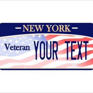 New York Veteran Custom Personalized Novelty ATV Mini  Bike Motorcycle Moped Auto Moto License Plate