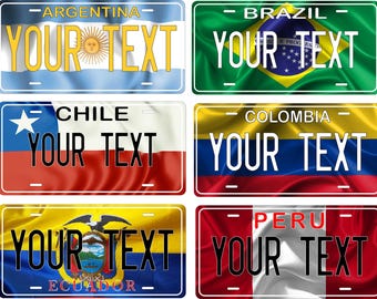South America Flags Design Custom Novelty Auto ATV  Mini Bike License Plate