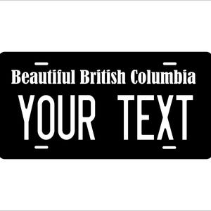 British Columbia Canada Black Custom Personalized Novelty ATV Auto Mini Bike License Plate