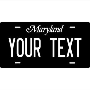 Maryland Black Cursive Custom Personalized Novelty ATV Moped Mini Bike License Plate