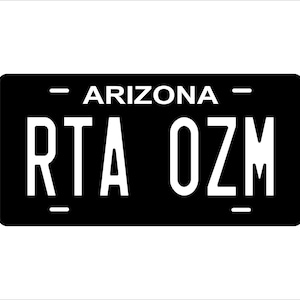 Placa de matrícula personalizada negra de Arizona para ATV, motocicleta, minibicicleta
