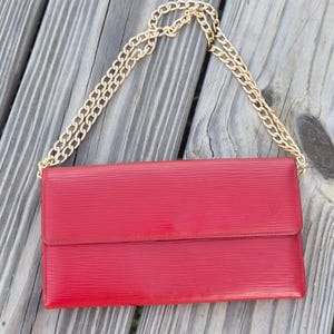 Louis Vuitton Red Epi Leather Sarah Long Continental Wallet with Chain