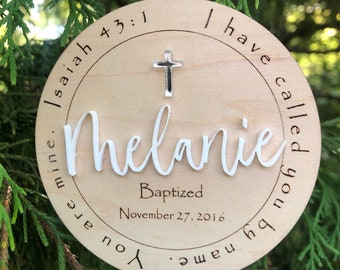 Baptism Ornament Custom with Name and Date. Baptism Gift, Baptism Cross, Baptism Gift for Boy, Baptism Gift for Girl, Christmas Ornament