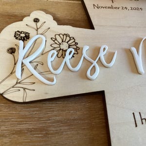 Baby Dedication Gift | Personalized Baptism Cross | Floral Engraved Wood, | Isaiah 43:1 Verse | Ships in 1-3 Days from Illinois