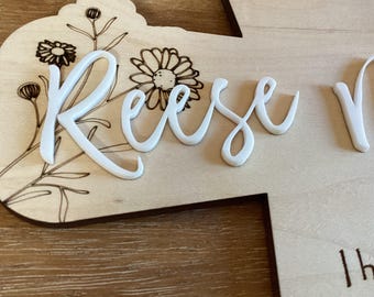 Baby Dedication Gift | Personalized Baptism Cross | Floral Engraved Wood, | Isaiah 43:1 Verse | Ships in 1-3 Days from Illinois