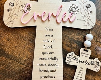 Baptism Gift for Girl, Custom Baptism Cross, Dedication Gift, Christening Gift, Confirmation Gift, Baptism Gift for Girl.  Psalm 1:39 Verse