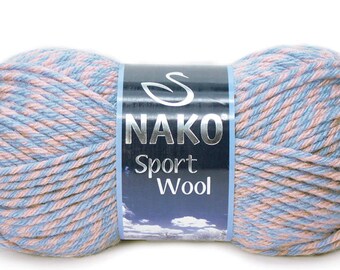 25% Wool 39 Colors DK Yarn Knitting by Nako Sport Wool 100gr 120m, Knit Scarf,Cowl,Hat,Cardigan,Cape, Fall,Winter Yarn